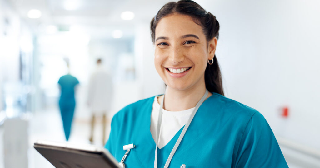 picture of a nurse with a tablet