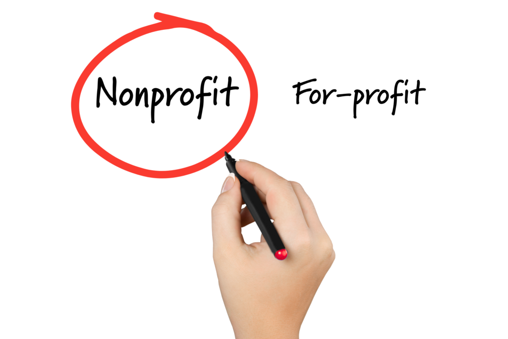 Nonprofit vs For-profit Image 2121x1414 - Canva - Vista Prairie Communities - Vista Prairie Communities picture of the words nonprofit and for-profit with nonprofit circled in red